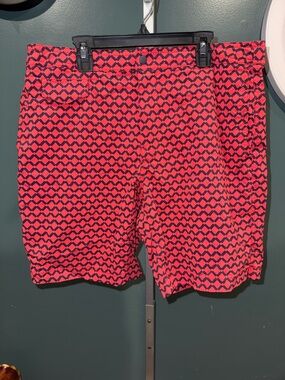 J. Crew Red and Navy Geometric Print Bermuda Shorts